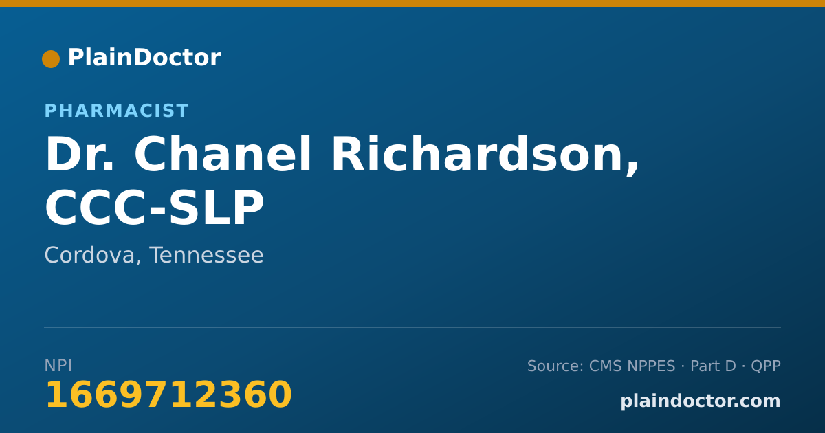 Shareable card for Chanel Richardson, CCC-SLP - Pharmacist, Cordova, TN