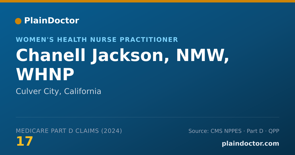 Shareable card for Chanell Jackson, NMW, WHNP - Women's Health Nurse Practitioner, Culver City, CA