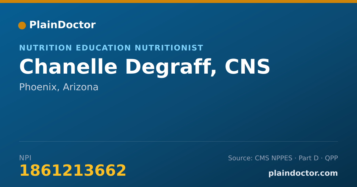 Shareable card for Chanelle Degraff, CNS - Nutrition Education Nutritionist, Phoenix, AZ