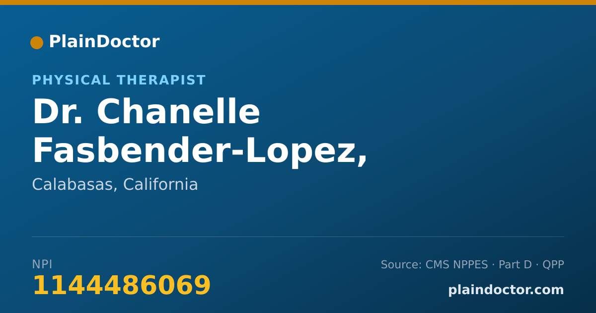 Shareable card for Chanelle Fasbender-Lopez, D.P.T. - Physical Therapist, Calabasas, CA