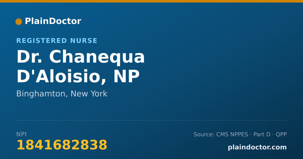 Shareable card for Chanequa D'Aloisio, NP - Registered Nurse, Binghamton, NY