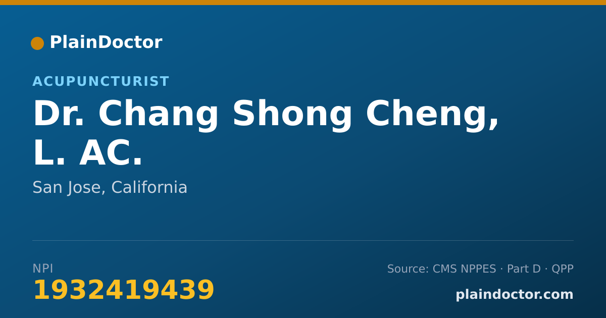 Shareable card for Chang Shong Cheng, L. AC. - Acupuncturist, San Jose, CA