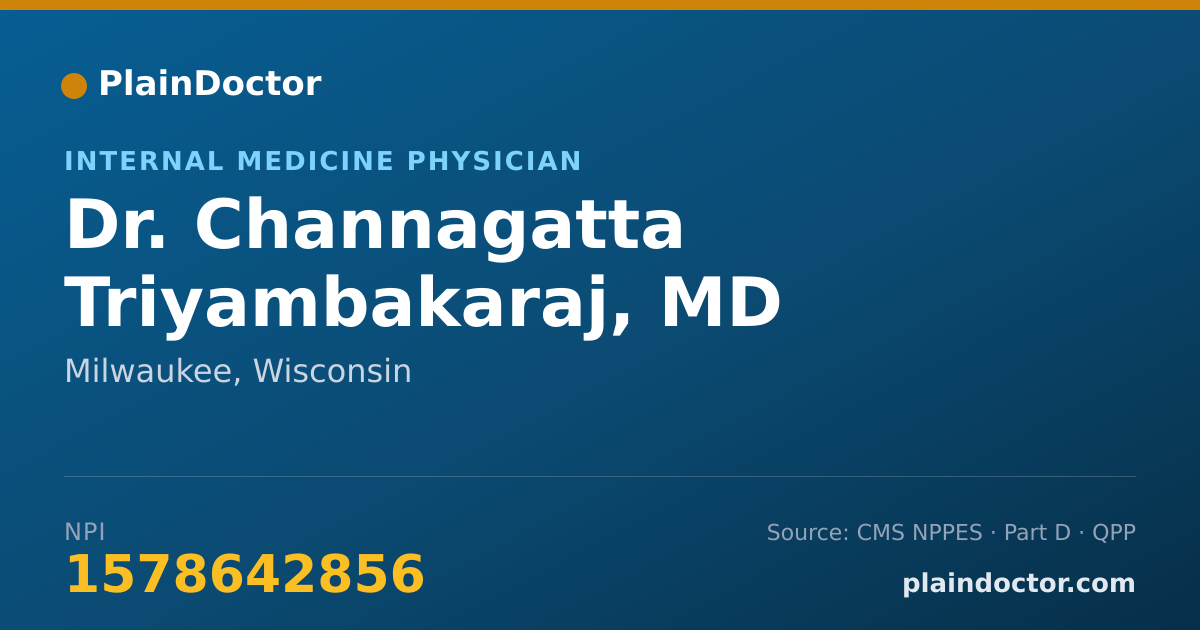 Shareable card for Channagatta Triyambakaraj, MD - Internal Medicine Physician, Milwaukee, WI