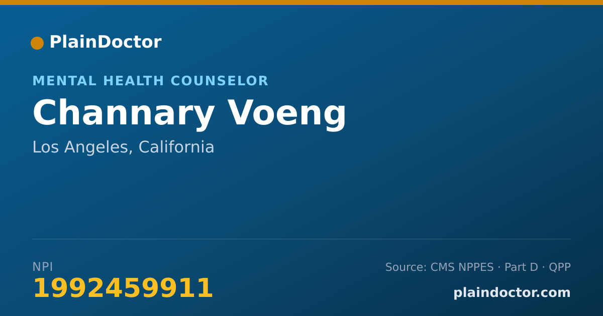 Shareable card for Channary Voeng - Mental Health Counselor, Los Angeles, CA