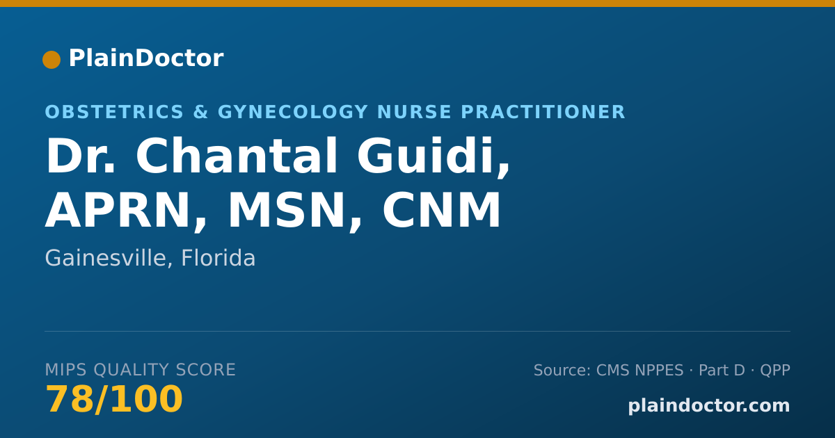 Shareable card for Chantal Guidi, APRN, MSN, CNM - Obstetrics & Gynecology Nurse Practitioner, Gainesville, FL