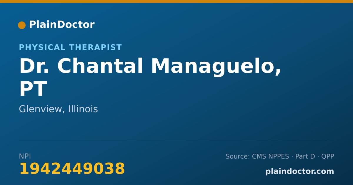Shareable card for Chantal Managuelo, PT - Physical Therapist, Glenview, IL