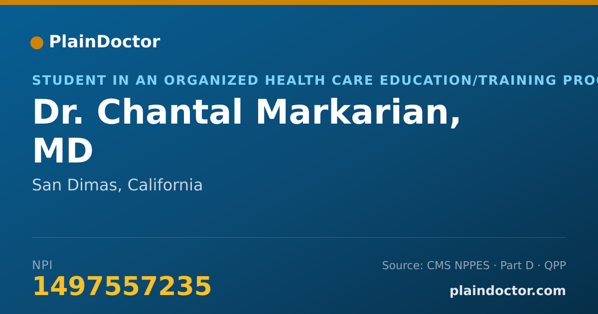 Shareable card for Chantal Markarian, MD - Student in an Organized Health Care Education/Training Program, San Dimas, CA