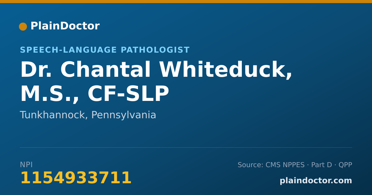 Shareable card for Chantal Whiteduck, M.S., CF-SLP - Speech-Language Pathologist, Tunkhannock, PA