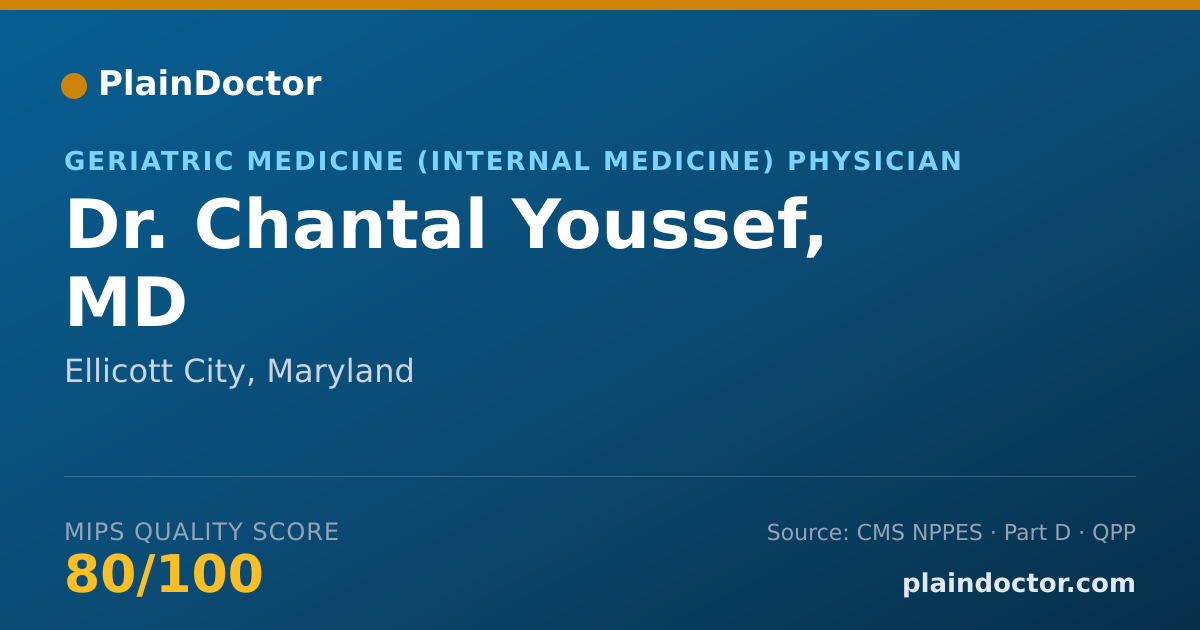Shareable card for Chantal Youssef, MD - Geriatric Medicine (Internal Medicine) Physician, Ellicott City, MD