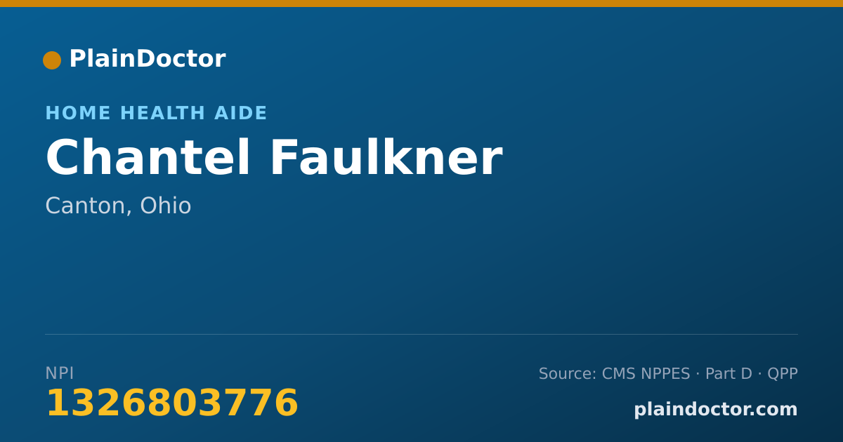 Shareable card for Chantel Faulkner - Home Health Aide, Canton, OH