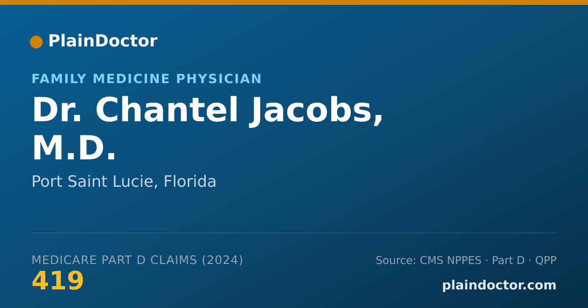 Shareable card for Chantel Jacobs, M.D. - Family Medicine Physician, Port Saint Lucie, FL