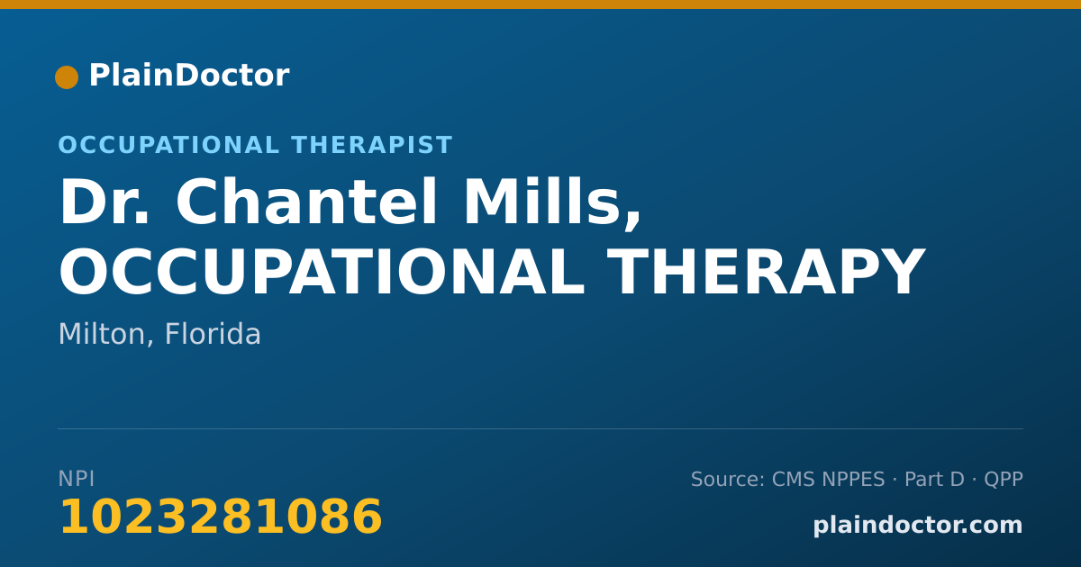 Shareable card for Chantel Mills, OCCUPATIONAL THERAPY - Occupational Therapist, Milton, FL