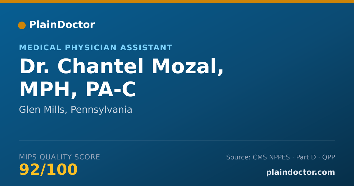 Shareable card for Chantel Mozal, MPH, PA-C - Medical Physician Assistant, Glen Mills, PA