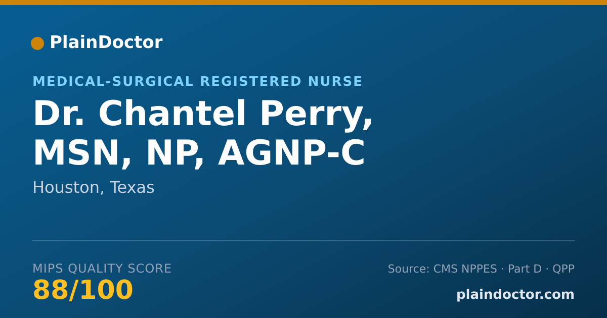 Shareable card for Chantel Perry, MSN, NP, AGNP-C - Medical-Surgical Registered Nurse, Houston, TX