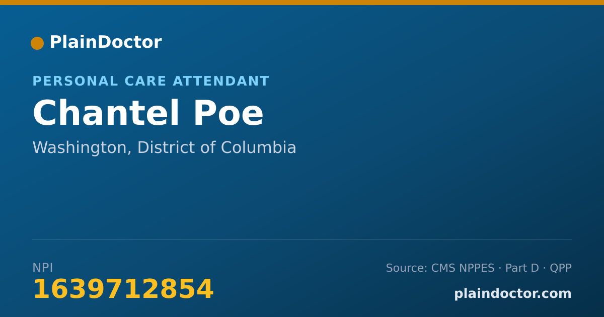 Shareable card for Chantel Poe - Personal Care Attendant, Washington, DC