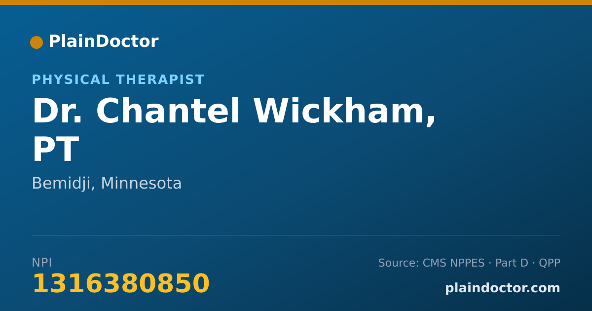 Shareable card for Chantel Wickham, PT - Physical Therapist, Bemidji, MN