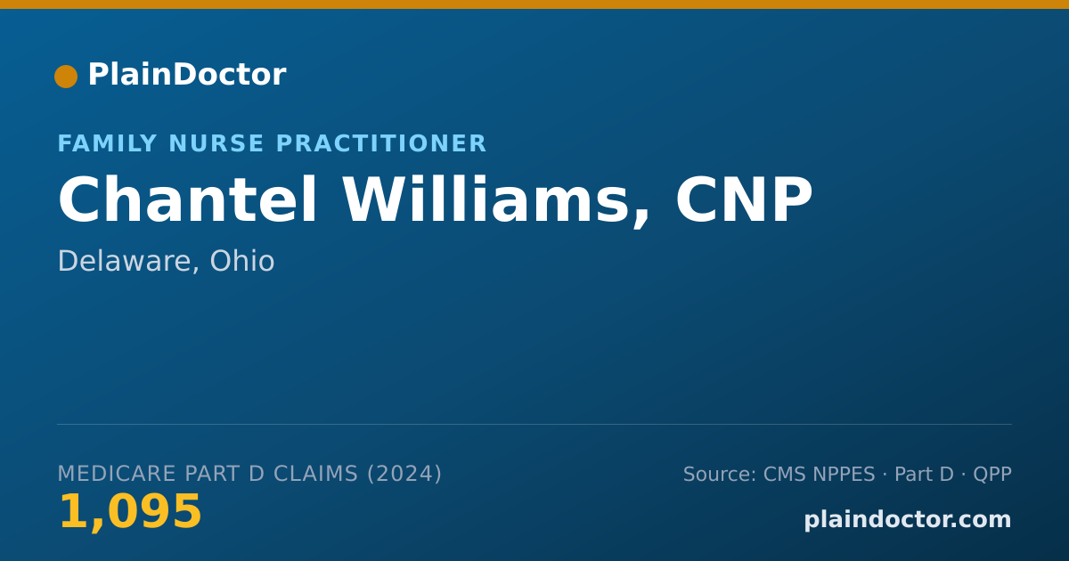 Shareable card for Chantel Williams, CNP - Family Nurse Practitioner, Delaware, OH