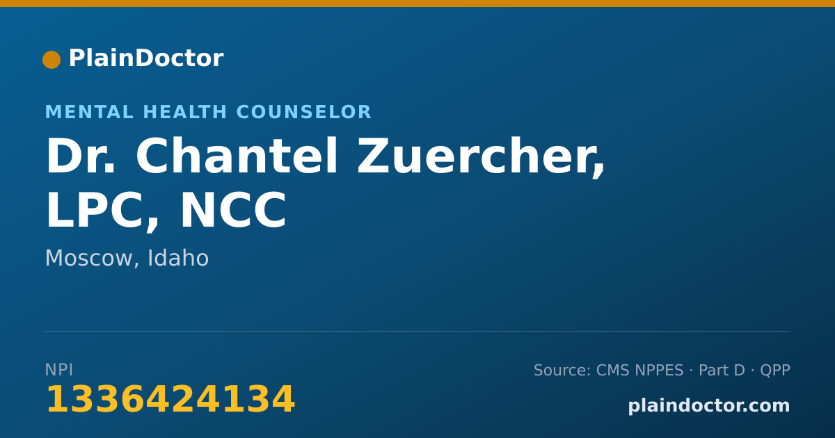 Shareable card for Chantel Zuercher, LPC, NCC - Mental Health Counselor, Moscow, ID