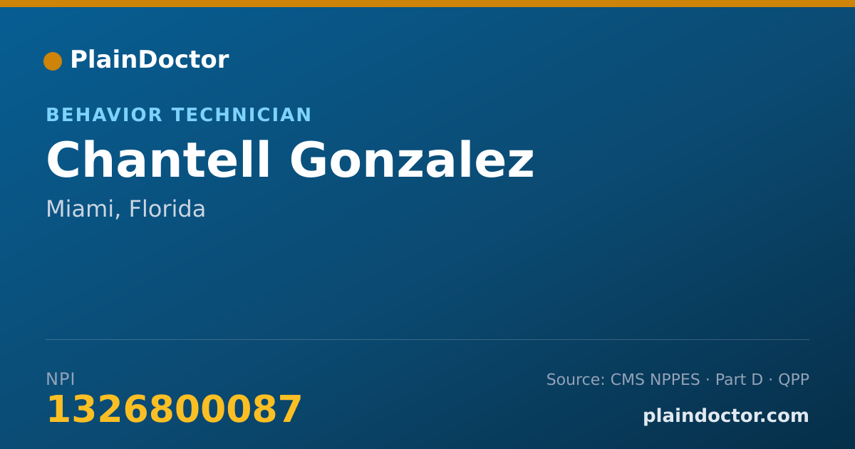 Shareable card for Chantell Gonzalez - Behavior Technician, Miami, FL
