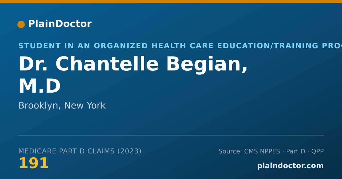 Shareable card for Chantelle Begian, M.D - Student in an Organized Health Care Education/Training Program, Brooklyn, NY