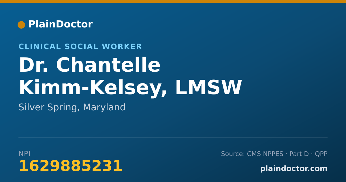 Shareable card for Chantelle Kimm-Kelsey, LMSW - Clinical Social Worker, Silver Spring, MD
