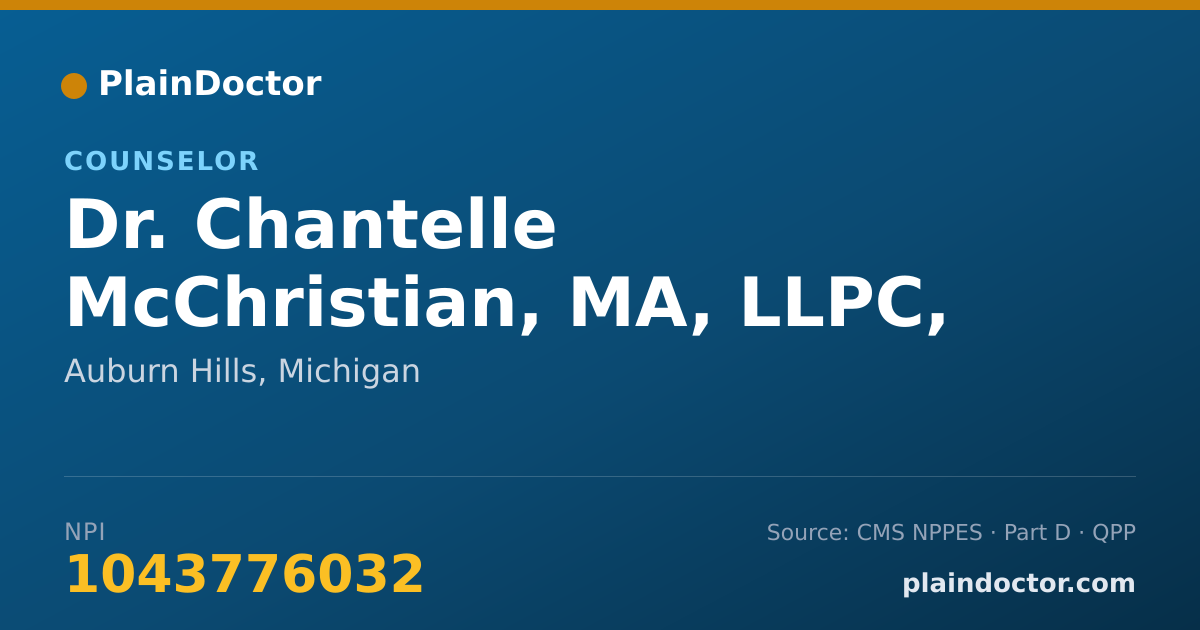 Shareable card for Chantelle McChristian, MA, LLPC, NCC - Counselor, Auburn Hills, MI