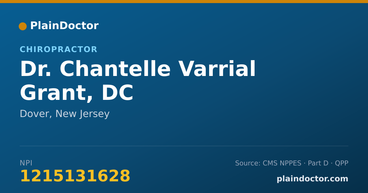 Shareable card for Chantelle Varrial Grant, DC - Chiropractor, Dover, NJ