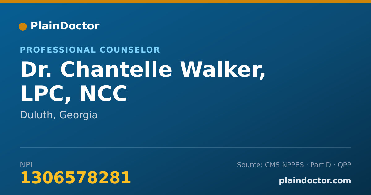 Shareable card for Chantelle Walker, LPC, NCC - Professional Counselor, Duluth, GA