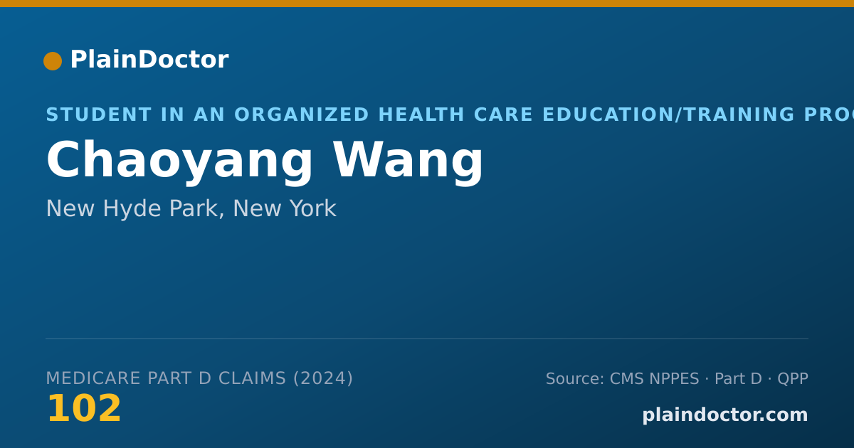 Shareable card for Chaoyang Wang - Student in an Organized Health Care Education/Training Program, New Hyde Park, NY