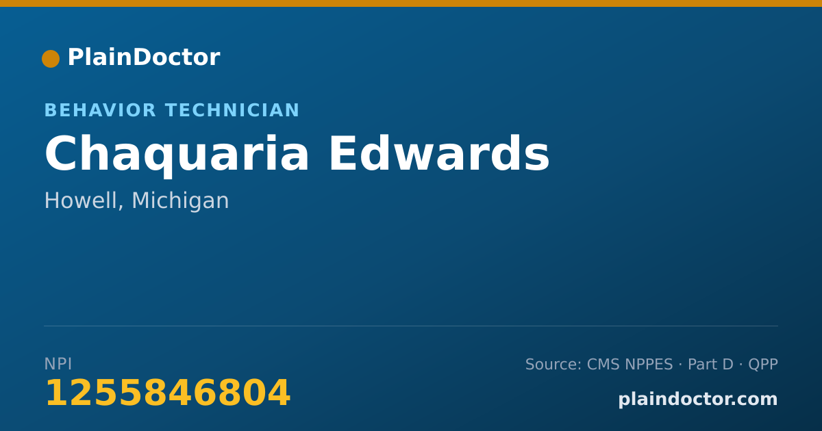 Shareable card for Chaquaria Edwards - Behavior Analyst, Howell, MI
