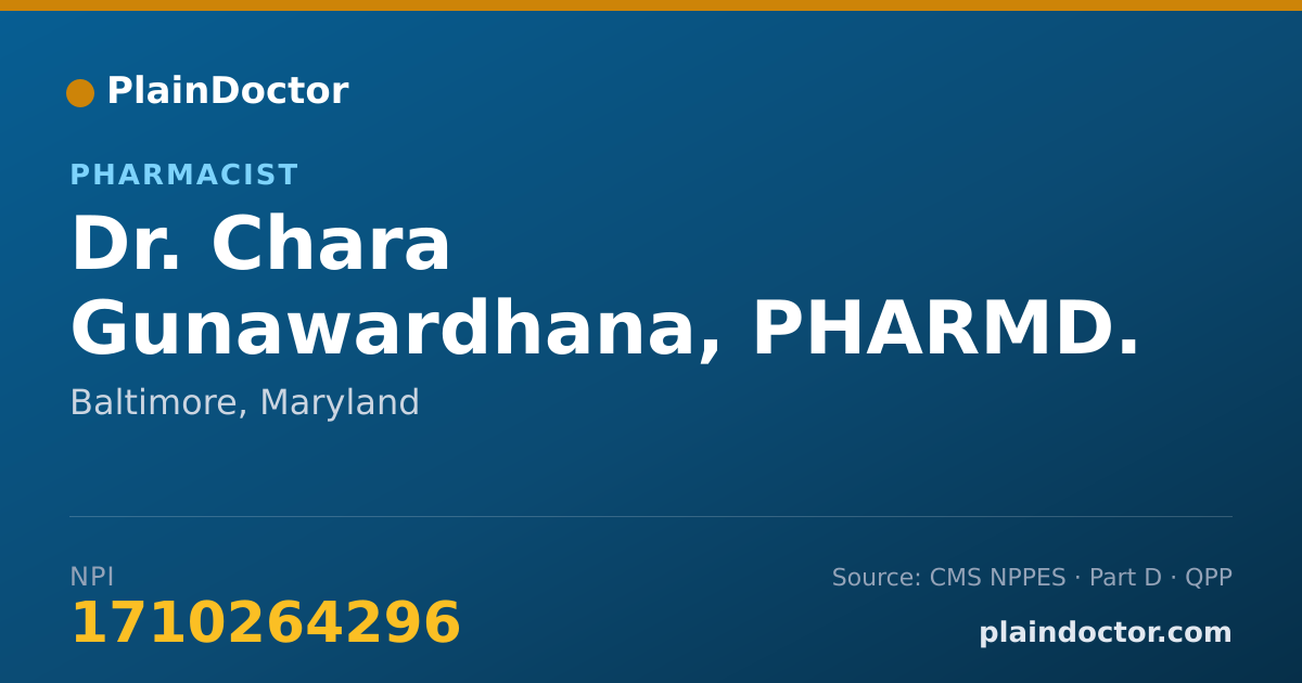 Shareable card for Chara Gunawardhana, PHARMD. - Pharmacist, Baltimore, MD