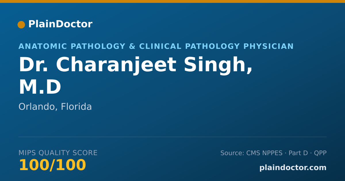 Shareable card for Charanjeet Singh, M.D - Anatomic Pathology & Clinical Pathology Physician, Orlando, FL