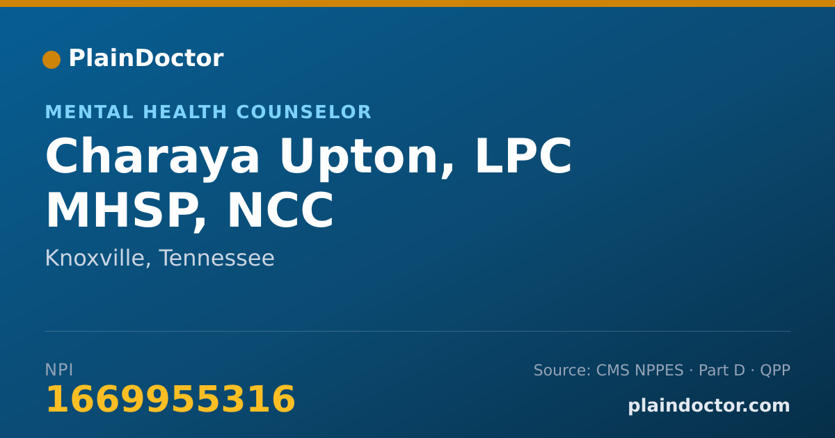 Shareable card for Charaya Upton, LPC MHSP, NCC - Mental Health Counselor, Knoxville, TN