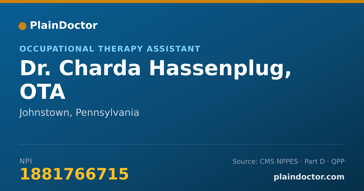 Shareable card for Charda Hassenplug, OTA - Occupational Therapy Assistant, Johnstown, PA