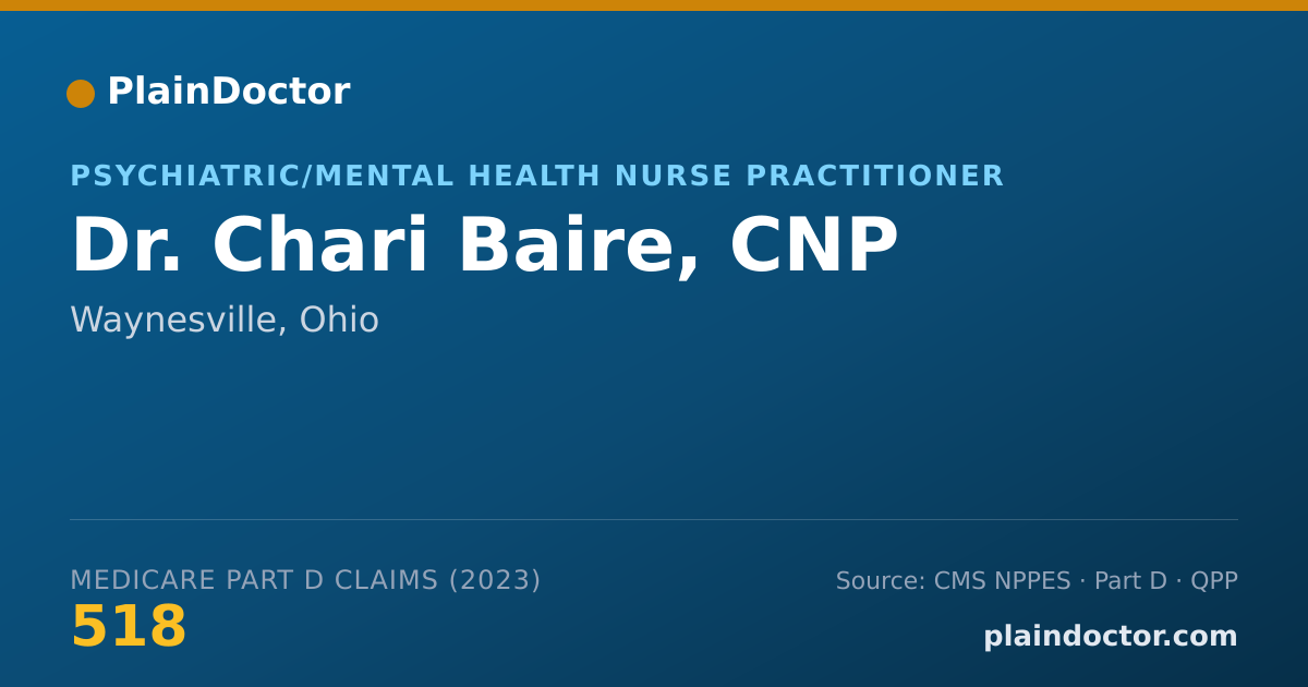 Shareable card for Chari Baire, CNP - Psychiatric/Mental Health Nurse Practitioner, Waynesville, OH