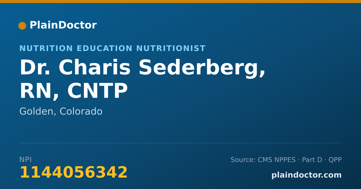 Shareable card for Charis Sederberg, RN, CNTP - Nutrition Education Nutritionist, Golden, CO