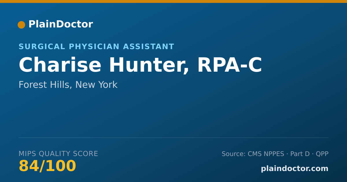 Shareable card for Charise Hunter, RPA-C - Surgical Physician Assistant, Forest Hills, NY