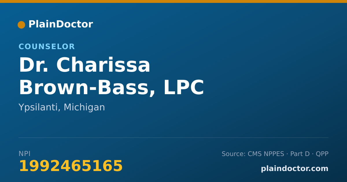 Shareable card for Charissa Brown-Bass, LPC - Counselor, Ypsilanti, MI
