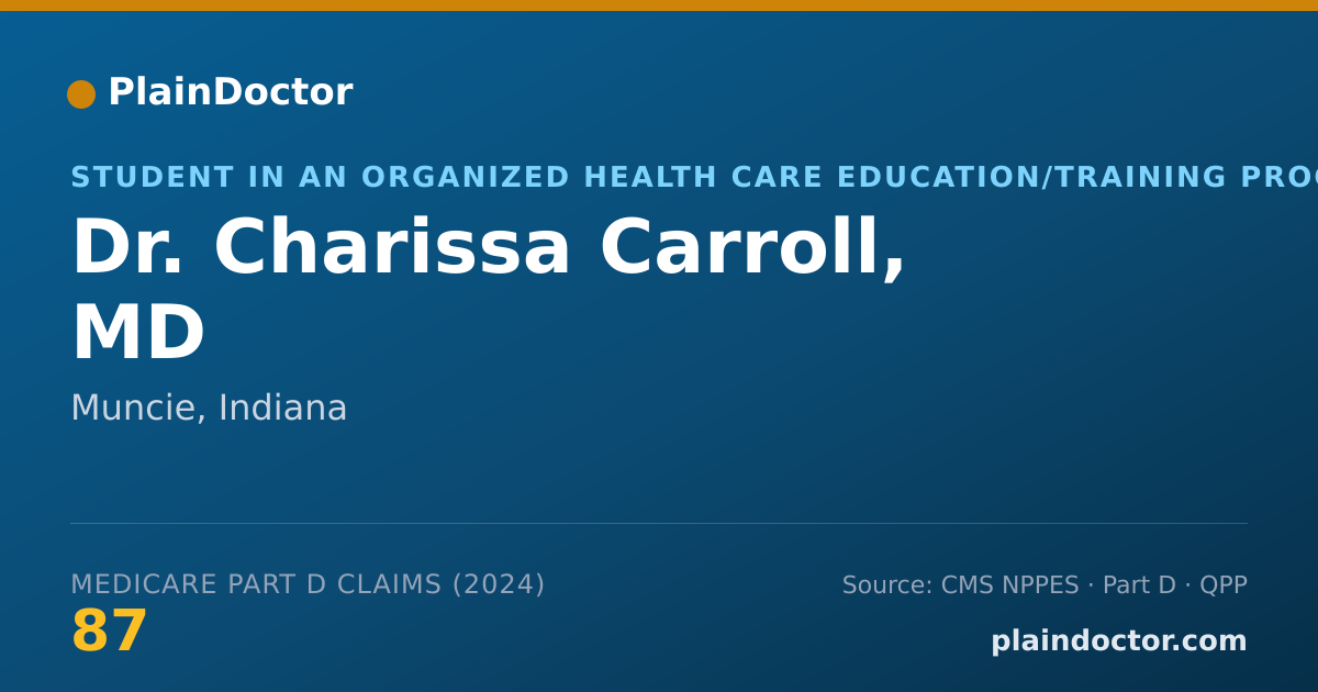 Shareable card for Charissa Carroll, MD - Student in an Organized Health Care Education/Training Program, Muncie, IN