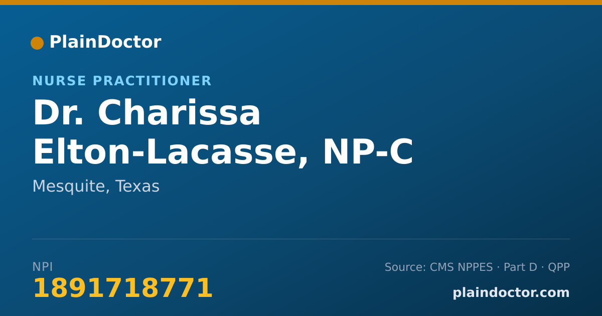Shareable card for Charissa Elton-Lacasse, NP-C - Nurse Practitioner, Mesquite, TX