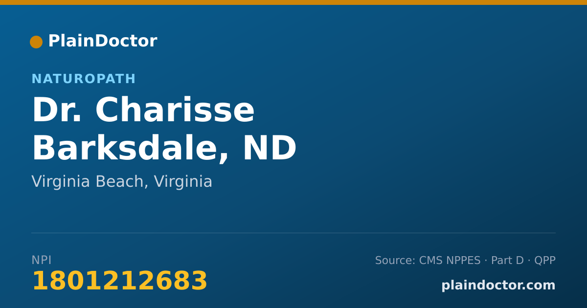 Shareable card for Charisse Barksdale, ND - Naturopath, Virginia Beach, VA