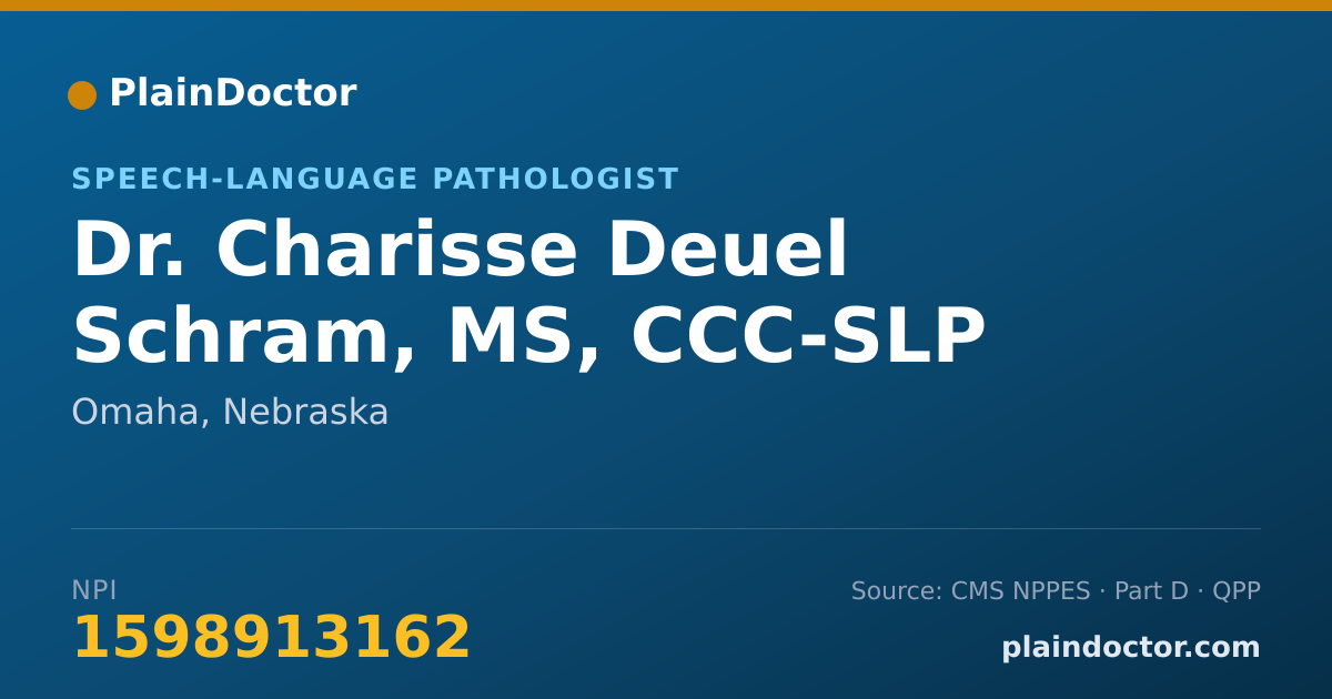 Shareable card for Charisse Deuel Schram, MS, CCC-SLP - Speech-Language Pathologist, Omaha, NE