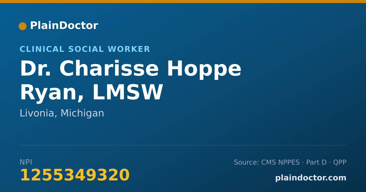 Shareable card for Charisse Hoppe Ryan, LMSW - Clinical Social Worker, Livonia, MI