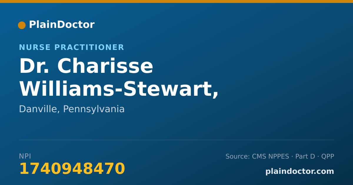 Shareable card for Charisse Williams-Stewart, PMHNP - Nurse Practitioner, Danville, PA
