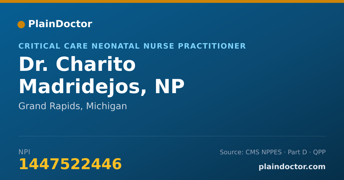 Shareable card for Charito Madridejos, NP - Critical Care Neonatal Nurse Practitioner, Grand Rapids, MI