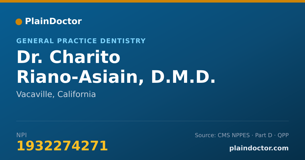 Shareable card for Charito Riano-Asiain, D.M.D. - General Practice Dentistry, Vacaville, CA