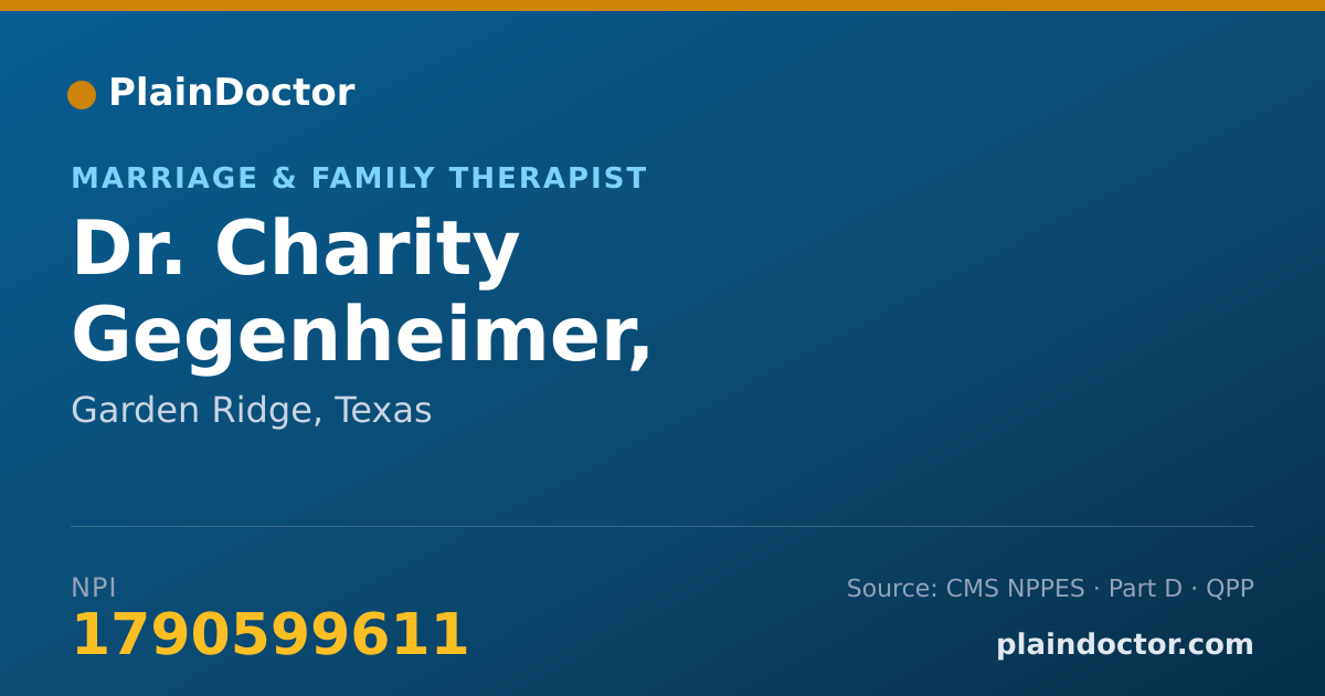Shareable card for Charity Gegenheimer, LMFT-ASSOCIATE - Marriage & Family Therapist, Garden Ridge, TX