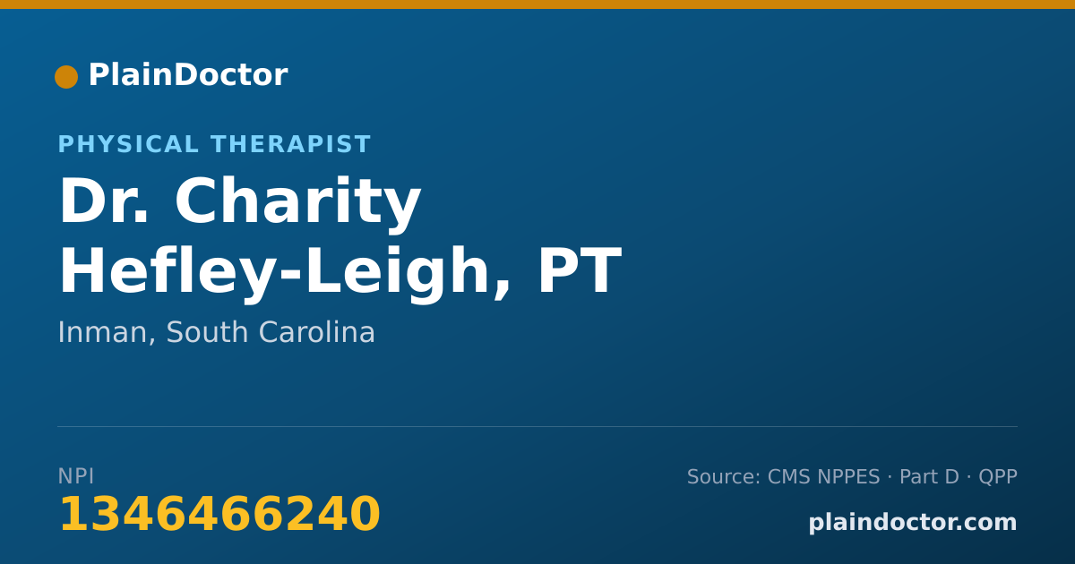 Shareable card for Charity Hefley-Leigh, PT - Physical Therapist, Inman, SC