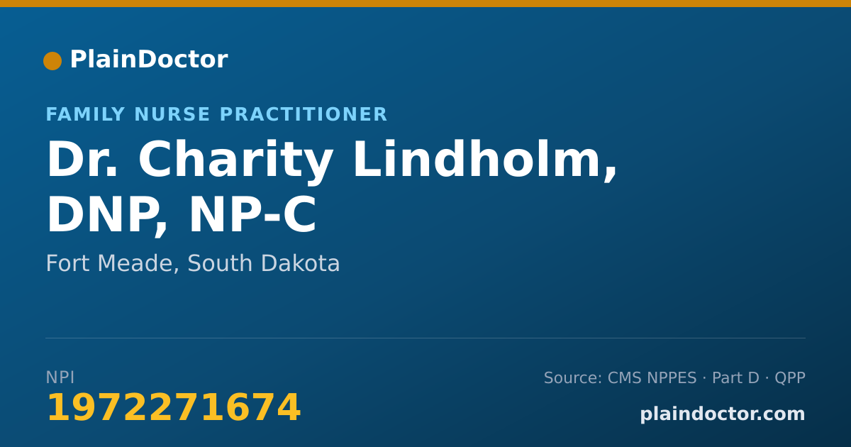 Shareable card for Charity Lindholm, DNP, NP-C - Family Nurse Practitioner, Fort Meade, SD