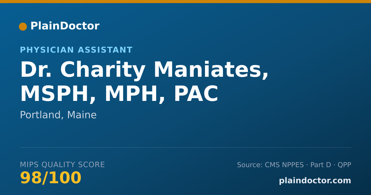 Shareable card for Charity Maniates, MSPH, MPH, PAC - Physician Assistant, Portland, ME